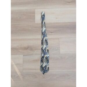 J Garcia Wetlands II Collection 34 Men's‎ Pattern Silk Necktie Blue Tan Gray